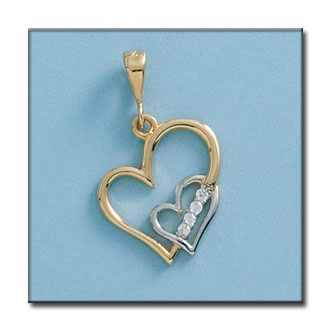 colgante corazones bicolor