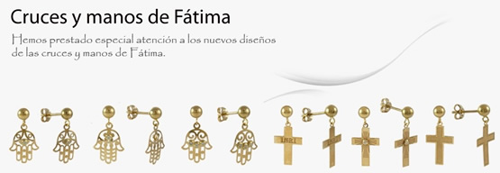 pendientes cruces manos fatima oro plata