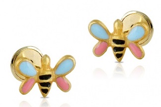 pendientes bebe nina oro plata mariposa