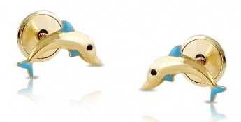 pendientes bebe nina oro plata delfin