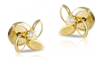 pendientes bebe nina oro plata flor