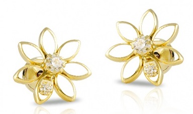 pendientes bebe nina oro plata flor