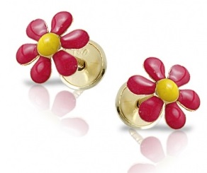 pendientes bebe nina oro plata flor