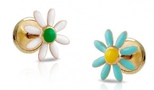 pendientes bebe nina oro plata flor