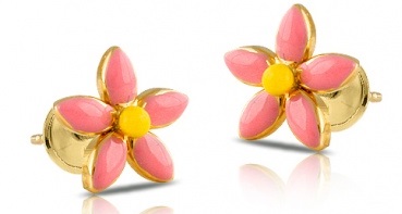 pendientes bebe nina oro plata flor