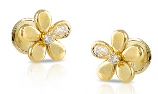 pendientes bebe nina oro plata flor