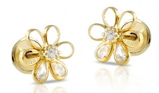 pendientes bebe nina oro plata flor