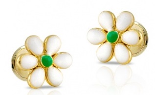 pendientes bebe nina oro plata flor