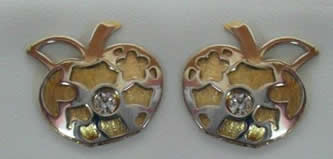 pendientes manzana bicolor