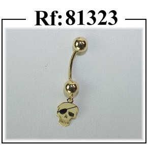 piercing oro ombligo calavera